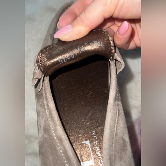 AGL taupe womens suede loafers